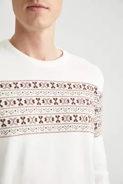 پلیور مردانه سفید تیره دفاکتو