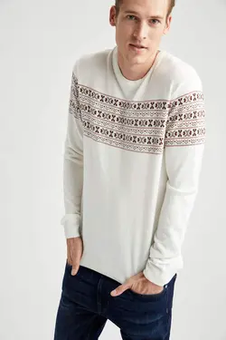 پلیور مردانه سفید تیره دفاکتو