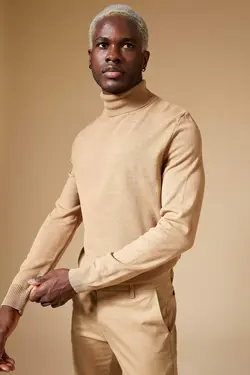 پلیور یقه اسکی مردانه قهوه ای دفاکتو