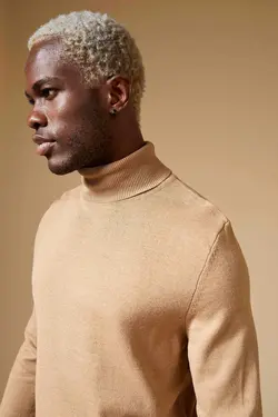 پلیور یقه اسکی مردانه قهوه ای دفاکتو