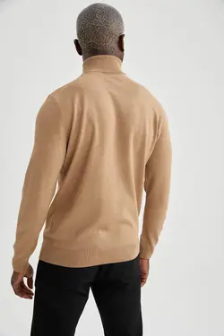 پلیور یقه اسکی مردانه قهوه ای دفاکتو