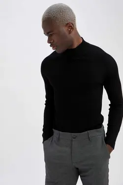 پلیور یقه اسکی مردانه سیاه دفاکتو