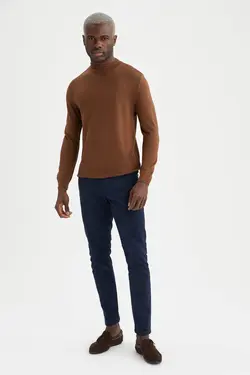 پلیور یقه اسکی مردانه قهوه ای دفاکتو