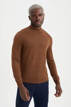 پلیور یقه اسکی مردانه قهوه ای دفاکتو