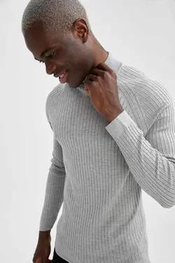 پلیور یقه اسکی مردانه خاکستری دفاکتو