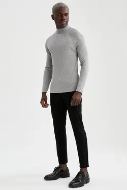 پلیور یقه اسکی مردانه خاکستری دفاکتو