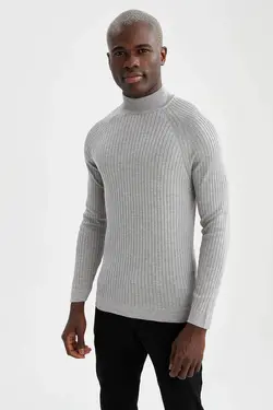 پلیور یقه اسکی مردانه خاکستری دفاکتو