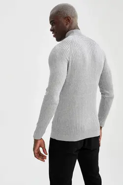 پلیور یقه اسکی مردانه خاکستری دفاکتو