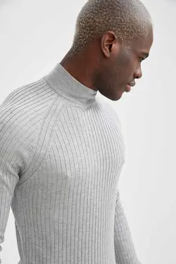 پلیور یقه اسکی مردانه خاکستری دفاکتو