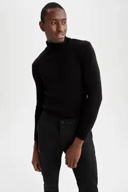 پلیور یقه اسکی مردانه بژ دفاکتو