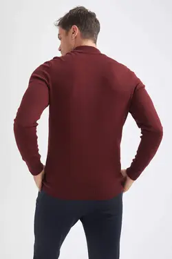 پلیور یقه اسکی مردانه زرشکی دفاکتو