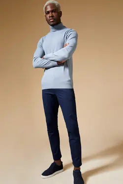 پلیور یقه اسکی مردانه آبی دفاکتو