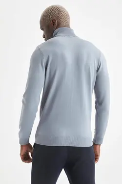 پلیور یقه اسکی مردانه آبی دفاکتو