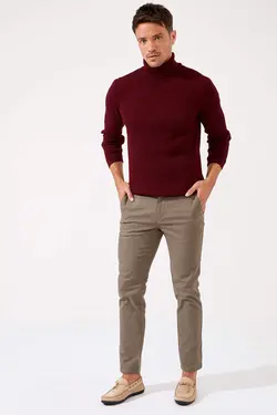 پلیور یقه اسکی مردانه زرشکی دفاکتو