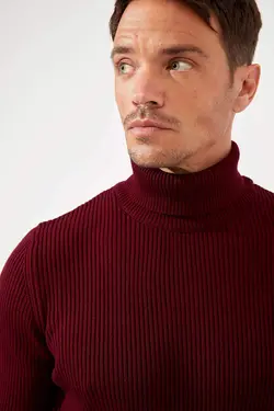 پلیور یقه اسکی مردانه زرشکی دفاکتو