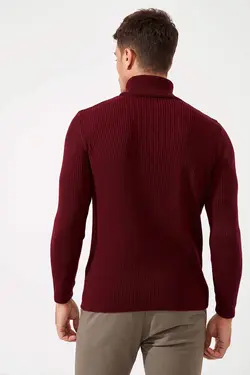 پلیور یقه اسکی مردانه زرشکی دفاکتو