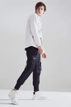 پیراهن جین آستین بلند مردانه سفید دفاکتو