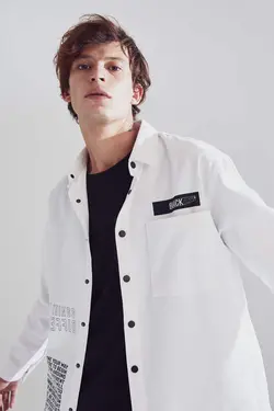 پیراهن جین آستین بلند مردانه سفید دفاکتو