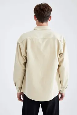 پیراهن جین آستین بلند مردانه بژ دفاکتو