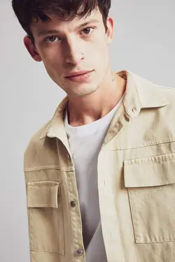 پیراهن جین آستین بلند مردانه بژ دفاکتو