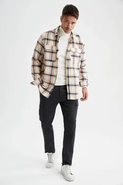 پیراهن آستین بلند مردانه سرمه ای دفاکتو