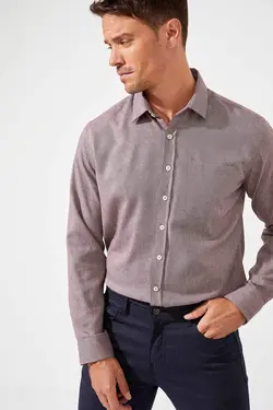 پیراهن آستین بلند مردانه زرشکی دفاکتو