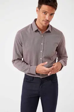 پیراهن آستین بلند مردانه زرشکی دفاکتو