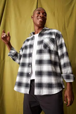 پیراهن آستین بلند مردانه سرمه ای دفاکتو