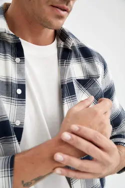 پیراهن آستین بلند مردانه سرمه ای دفاکتو