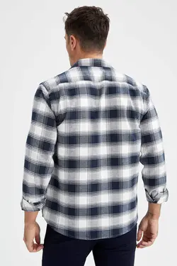 پیراهن آستین بلند مردانه سرمه ای دفاکتو