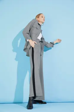 شلوار  پارچه ای دمپا گشاد زنانه سیاه دفاکتو