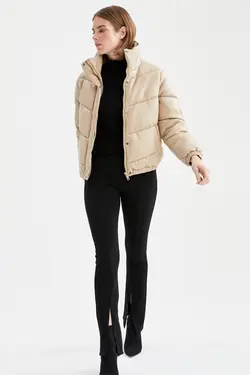 کت چرم زنانه بژ دفاکتو