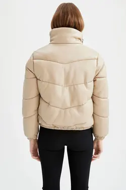 کت چرم زنانه بژ دفاکتو