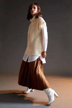 دامن زنانه قهوه ای دفاکتو