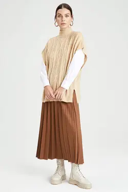 دامن زنانه قهوه ای دفاکتو