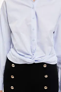 شومیز آستین بلند زنانه آبی دفاکتو