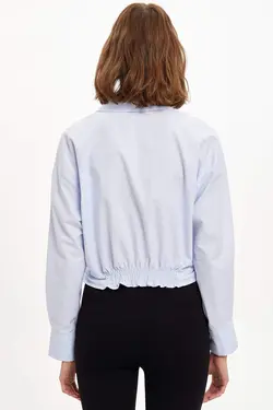 شومیز آستین بلند زنانه آبی دفاکتو