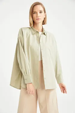 شومیز آستین بلند زنانه فیروزه ای دفاکتو