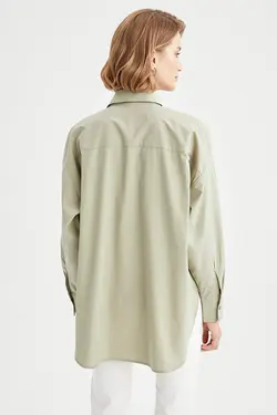 شومیز آستین بلند زنانه فیروزه ای دفاکتو