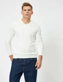 پلیور مردانه سفیدتیره کوتون