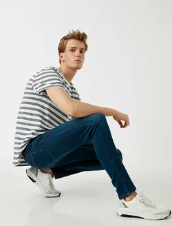 شلوار جین مردانه آبی نفتی کوتون