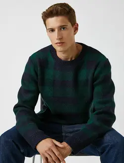 پلیور مردانه سبز-check کوتون