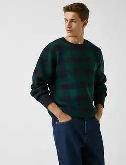پلیور مردانه سبز-check کوتون