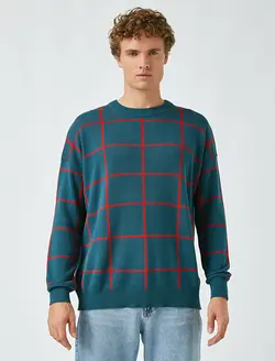 پلیور مردانه آبی-check کوتون