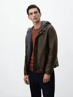 کاپشن چرم مردانه شکلاتی ماسیمودوتی