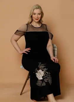 پیراهن بلند گل دار سایز بزرگ زنانه