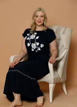 پیراهن بلند گل دار سایز بزرگ زنانه