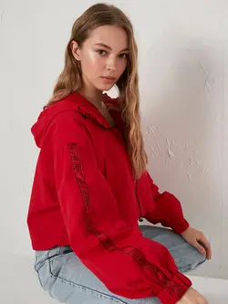 بارانی کوتاه کلاه دار زنانه ال سی وایکیکی