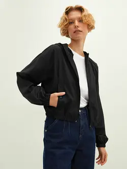 بارانی کوتاه کلاه دار زنانه ال سی وایکیکی