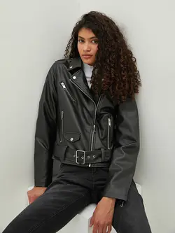 کاپشن کوتاه چرم زنانه ال سی وایکیکی